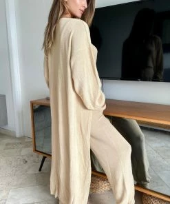 It's Juliet Tan Knitted Cardigan Set